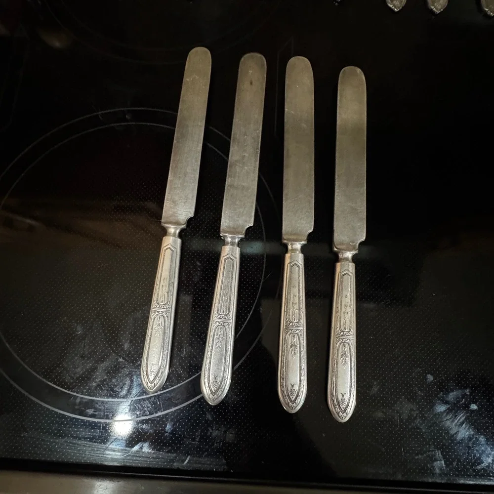 Vintage 1881 Rogers Silverplate Dinner Knives Vassar Pattern 1904 Set of 4